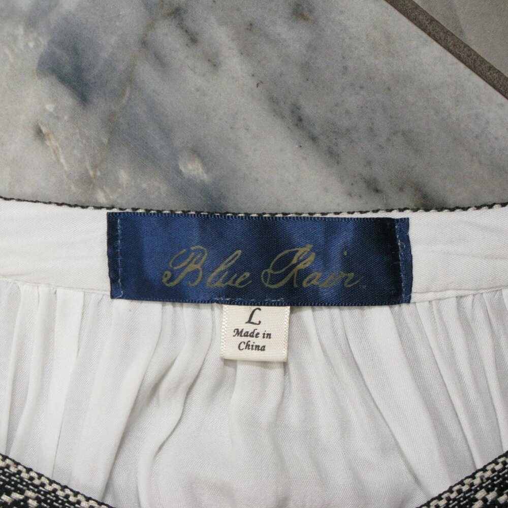 Blue Rain White Patterned Sleeve Boho Blouse Size… - image 6